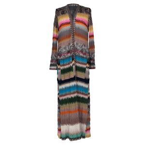 Missoni Chevron Knitted Long Cardigan in Multicolor Viscose